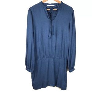 Zara Trafaluc Blue Blouson Long Sleeve Dress